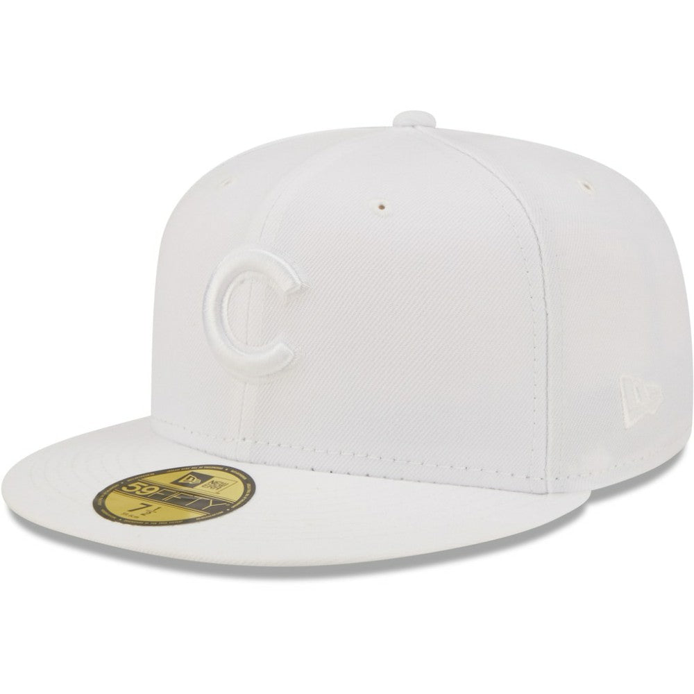 Chicago Cubs New Era White on White 59FIFTY Fitted Hat Hats - MLB