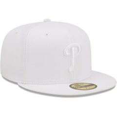 Philadelphia Phillies New Era White on White 59FIFTY Fitted Hat Hats - MLB