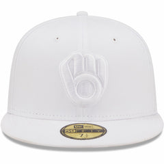 Milwaukee Brewers New Era White on White 59FIFTY Fitted Hat Hats - MLB