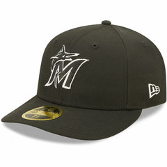 Miami Marlins New Era Black & White Low Profile 59FIFTY Fitted Hat Hats - MLB