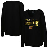 Washington Commanders Cuce Women's Sequin Logo V-Neck Pullover Sweatshirt Black | NFL