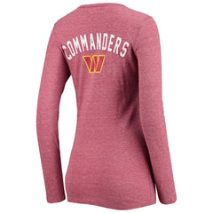 Washington Commanders New Era Women's Scoop Neck Tri-Blend Long Sleeve T-Shirt Burgundy | NFL
