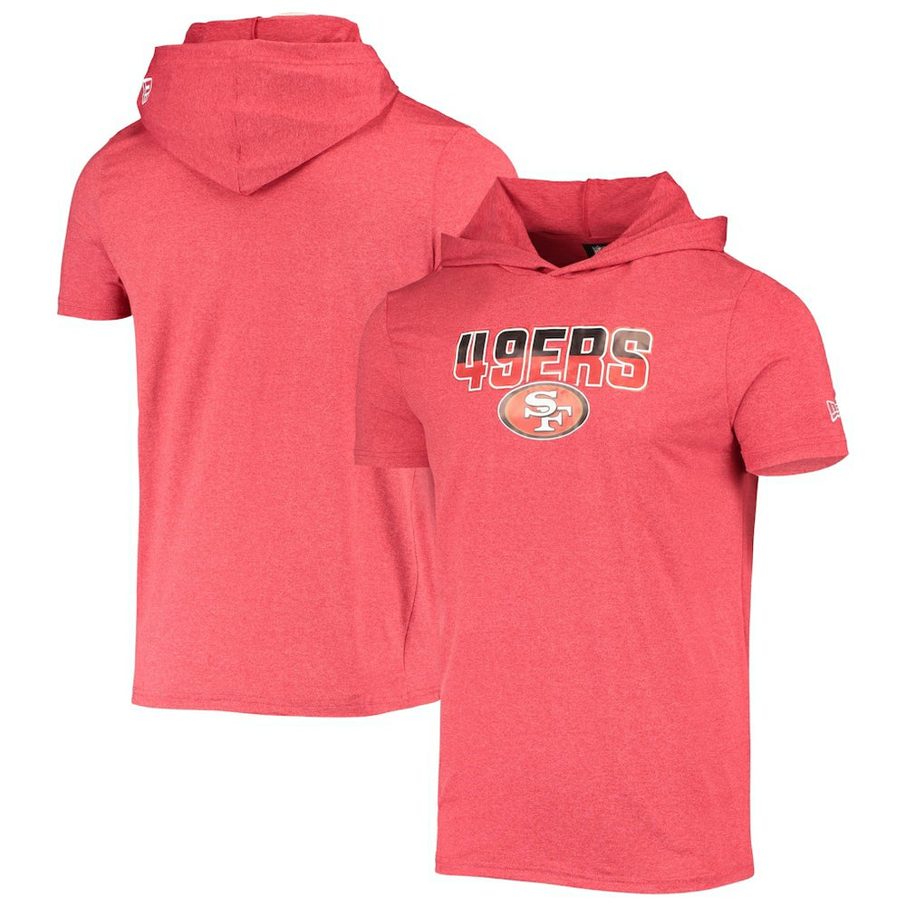 San Francisco 49ers New Era Team Brushed Hoodie T-Shirt Heathered Red | NFL
