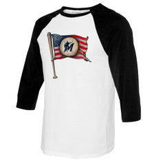 Miami Marlins Tiny Turnip Youth Baseball Flag Raglan 3/4 Sleeve T-Shirt - MLB