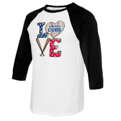 Chicago Cubs Tiny Turnip Women's Baseball Love Raglan 3/4-Sleeve T-Shirt - MLB
