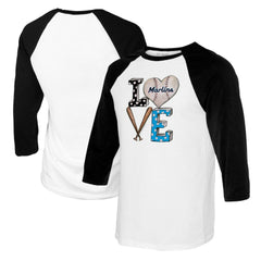 Miami Marlins Tiny Turnip Women's Baseball Love Raglan 3/4-Sleeve T-Shirt - MLB