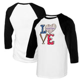 Texas Rangers Tiny Turnip Women's Baseball Love Raglan 3/4-Sleeve T-Shirt - MLB