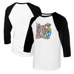 Los Angeles Dodgers Tiny Turnip Women's Peace Love Baseball 3/4-Sleeve Raglan T-Shirt - MLB