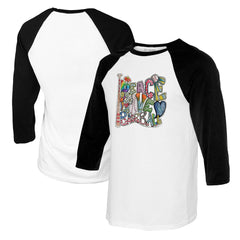 Seattle Mariners Tiny Turnip Women's Peace Love Baseball 3/4-Sleeve Raglan T-Shirt - MLB