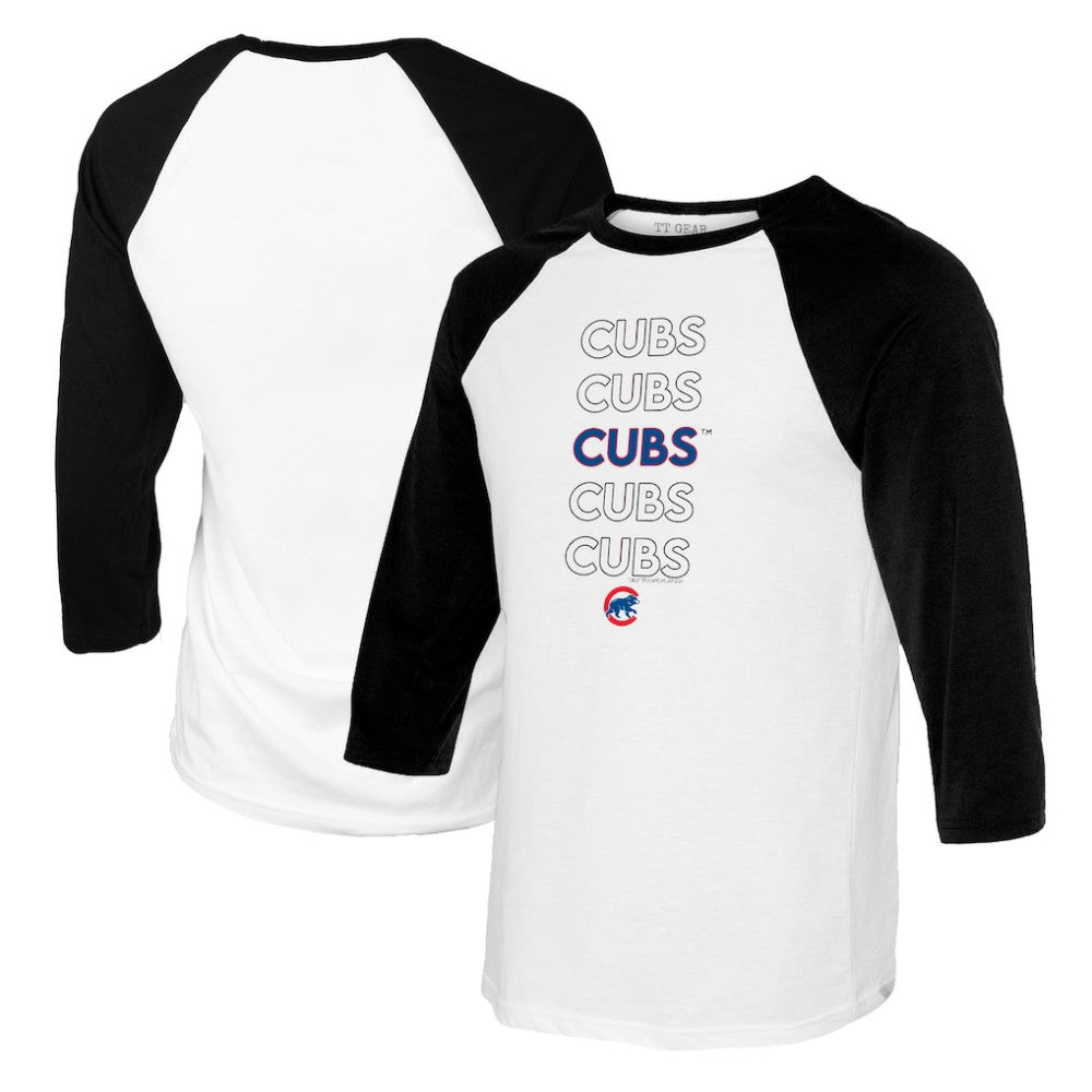 Chicago Cubs Tiny Turnip Youth Stacked Raglan 3/4 Sleeve T-Shirt - MLB