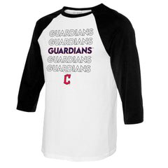 Cleveland Guardians Tiny Turnip Youth Stacked Raglan 3/4 Sleeve T-Shirt - MLB