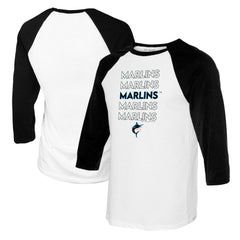Miami Marlins Tiny Turnip Youth Stacked Raglan 3/4 Sleeve T-Shirt - MLB