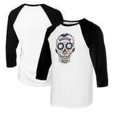 Houston Astros Tiny Turnip Women's Sugar Skull 3/4-Sleeve Raglan T-Shirt - MLB