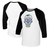 Texas Rangers Tiny Turnip Women's Sugar Skull 3/4-Sleeve Raglan T-Shirt - MLB