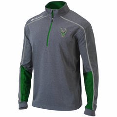 Milwaukee Bucks Omni-Wick Shotgun 2.0 Quarter-Zip Pullover Top Heathered Gray/Green - NBA