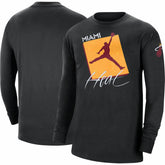 Miami Heat Jordan Brand Courtside Max 90 Vintage Wash Statement Edition Long Sleeve T-Shirt Black - NBA