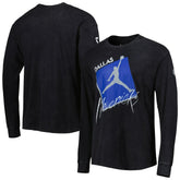 Dallas Mavericks Jordan Brand Courtside Max 90 Vintage Wash Statement Edition Long Sleeve T-Shirt Black - NBA