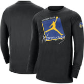 Golden State Warriors Jordan Brand Courtside Max 90 Vintage Wash Statement Edition Long Sleeve T-Shirt Black - NBA