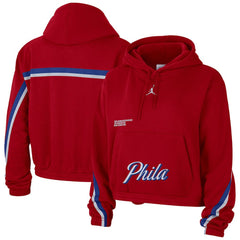 Philadelphia 76ers Jordan Brand Women's Courtside Statement Edition Pullover Hoodie Red - NBA