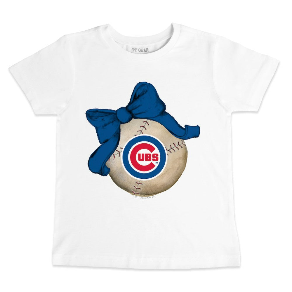 Chicago Cubs Tiny Turnip Youth Baseball Bow T-Shirt - MLB
