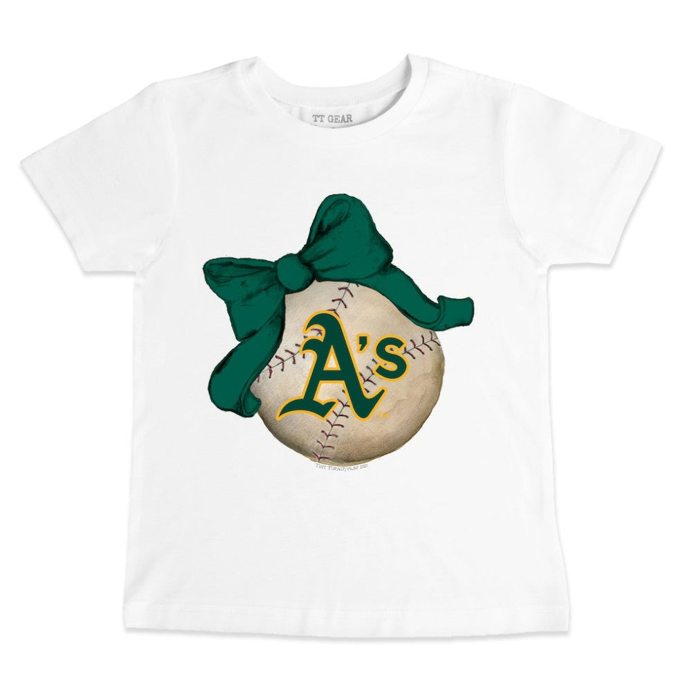 Athletics Tiny Turnip Youth Baseball Bow T-Shirt - MLB