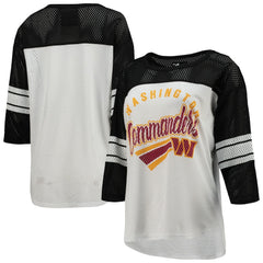 Washington Commanders G-III 4Her by Carl Banks Women's First Team 3/4-Sleeve Mesh T-Shirt White/Black | NFL