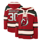 Martin Brodeur New Jersey Devils '47 Retired Player Name & Number Lacer Pullover Hoodie - Red - NHL
