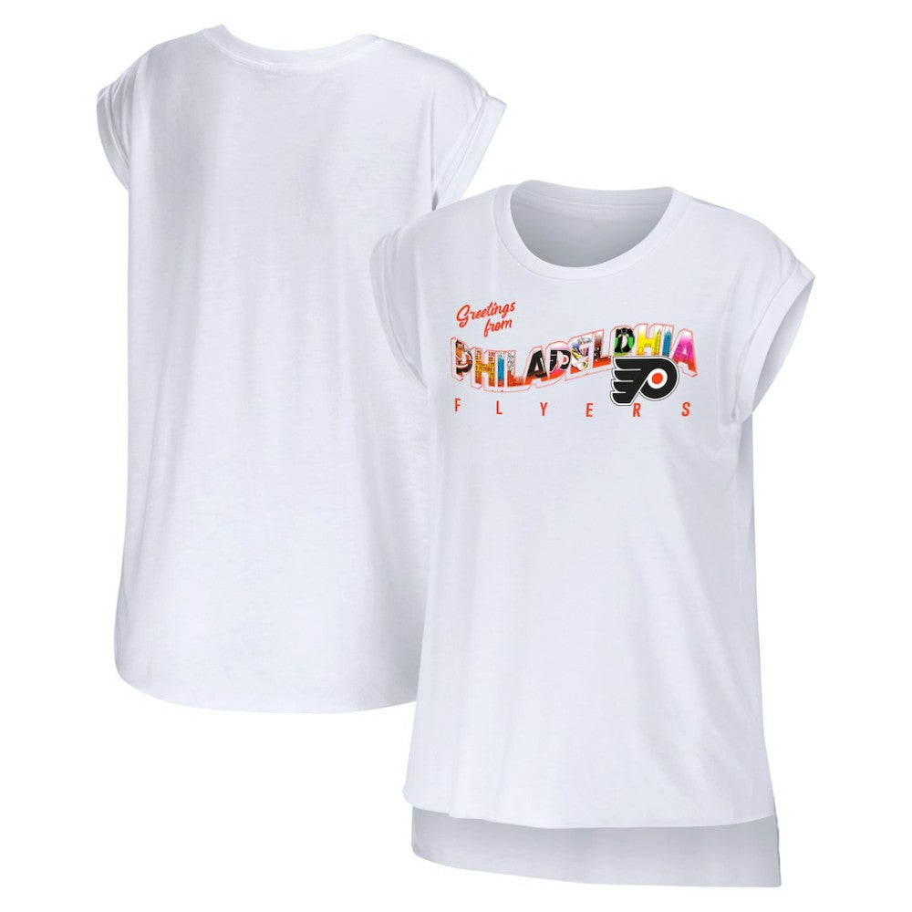 Philadelphia Flyers WEAR by Erin Andrews Women's Greetings From Muscle T-Shirt - White - NHL