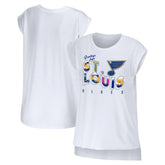 St. Louis Blues WEAR by Erin Andrews Women's Greetings From Muscle T-Shirt - White - NHL