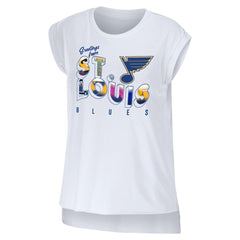 St. Louis Blues WEAR by Erin Andrews Women's Greetings From Muscle T-Shirt - White - NHL