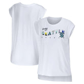 Seattle Kraken WEAR by Erin Andrews Women's Greetings From Muscle T-Shirt - White - NHL
