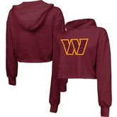 Washington Commanders Majestic Threads Women's Bling Tri-Blend Cropped Pullover Hoodie Burgundy | NFL