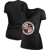 Washington Commanders Majestic Threads Women's Bling Tri-Blend V-Neck T-Shirt Heathered Black | NFL