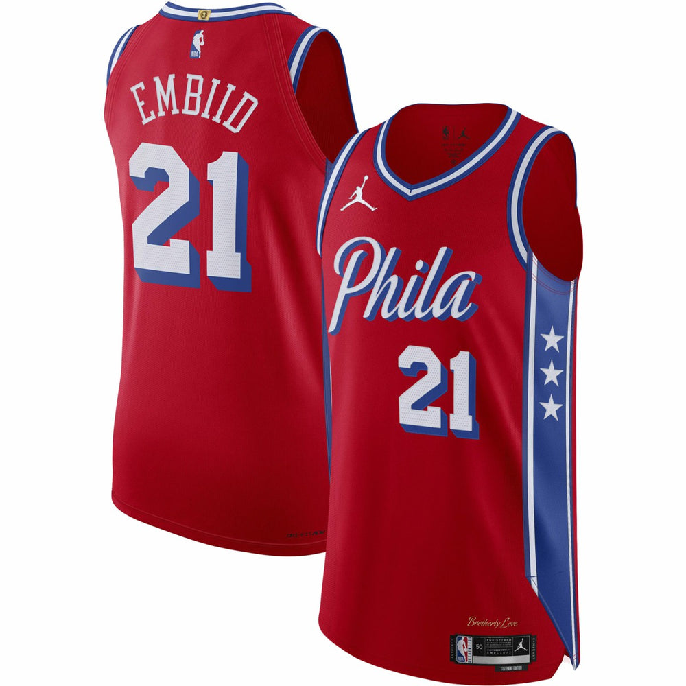 Joel Embiid Philadelphia 76ers Jordan Brand Authentic Player Jersey Statement Edition Red - NBA