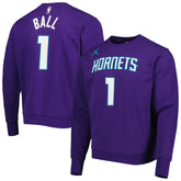 LaMelo Ball Charlotte Hornets Jordan Brand Statement Name & Number Pullover Sweatshirt Purple - NBA