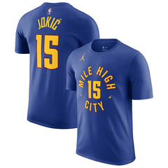 Nikola Jokic Denver Nuggets Jordan Brand 2022/23 Statement Edition Name & Number T-Shirt Blue - NBA