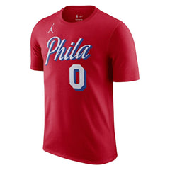 Tyrese Maxey Philadelphia 76ers Jordan Brand 2022/23 Statement Edition Name & Number T-Shirt Red - NBA