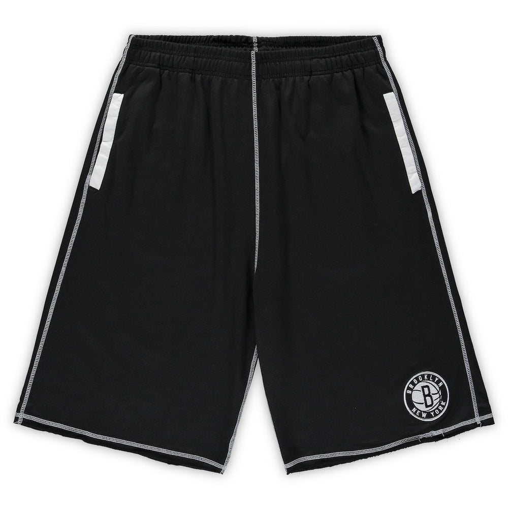 Brooklyn Nets Big & Tall Contrast Stitch Knit Shorts Black/White - NBA