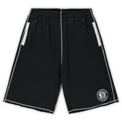 Brooklyn Nets Big & Tall Contrast Stitch Knit Shorts Black/White - NBA