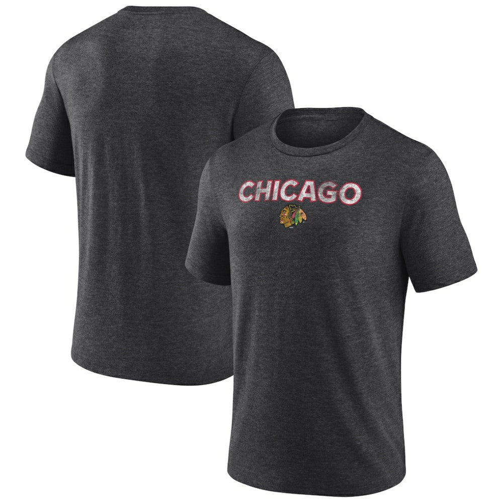 Chicago Blackhawks Wraparound Tri-Blend T-Shirt - Charcoal - NHL