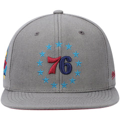 Philadelphia 76ers Hardwood Classics 60th Anniversary Carbon Cabernet Fitted Hat Charcoal - NBA