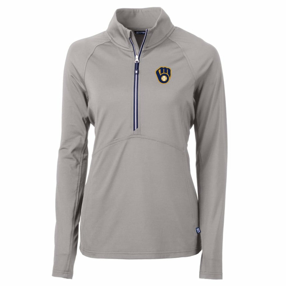 Milwaukee Brewers Cutter & Buck Women's Adapt Eco Knit Stretch Half-Zip Pullover Top - MLB