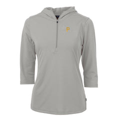 Pittsburgh Pirates Cutter & Buck Women's Virtue Eco Pique 3/4 Sleeve Half-Zip Pullover Hoodie - MLB