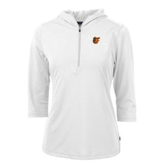 Baltimore Orioles Cutter & Buck Women's Virtue Eco Pique 3/4 Sleeve Half-Zip Pullover Hoodie - MLB