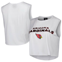 Arizona Cardinals Cuce Women's Sequin Cropped Tank Top White | NFL