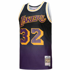 Magic Johnson Los Angeles Lakers 1984/85 Hardwood Classics Fadeaway Swingman Player Jersey Purple/Black - NBA