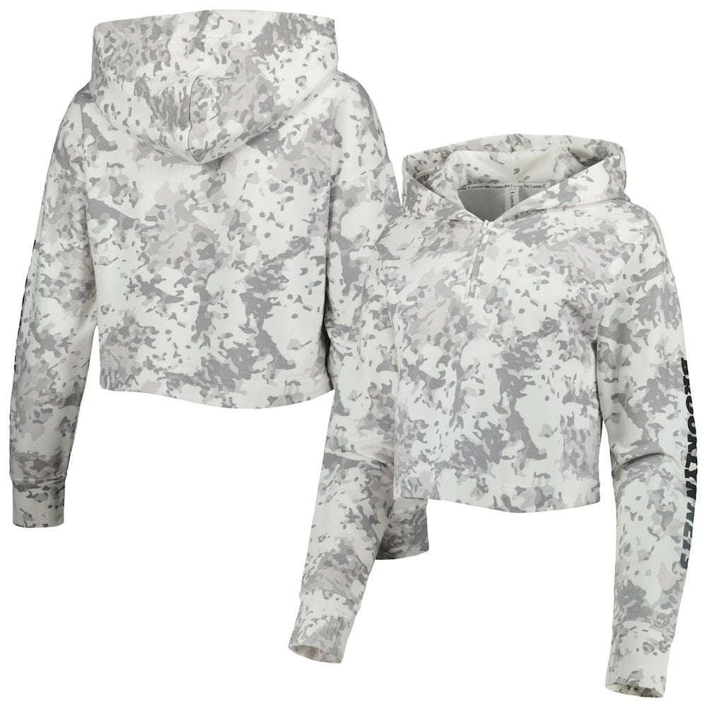 Brooklyn Nets Lusso Women's Maia Tri-Blend Cropped Quarter-Zip Top Gray/White - NBA