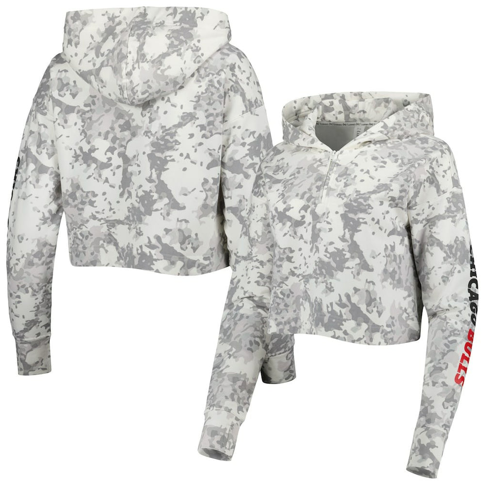 Chicago Bulls Lusso Women's Maia Tri-Blend Cropped Quarter-Zip Top Gray/White - NBA