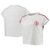 Brooklyn Nets Lusso Women's Margot Cropped Tri-Blend Cap Sleeve Sweatshirt White - NBA