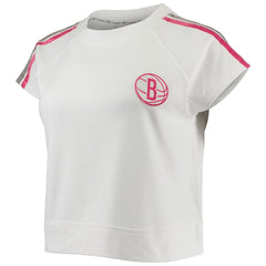 Brooklyn Nets Lusso Women's Margot Cropped Tri-Blend Cap Sleeve Sweatshirt White - NBA